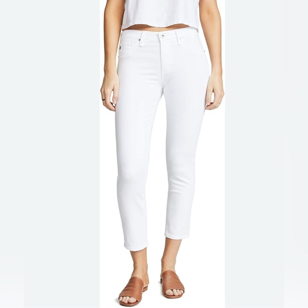 AG Adriano Goldschmied The Stilt Cigarette Crop Straight-Leg Pants 27R White EUC